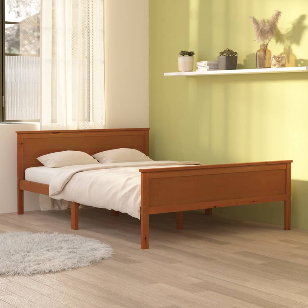 vidaXL Massivholzbett ohne Matratze Honigbraun 120x200 cm Kiefernholz