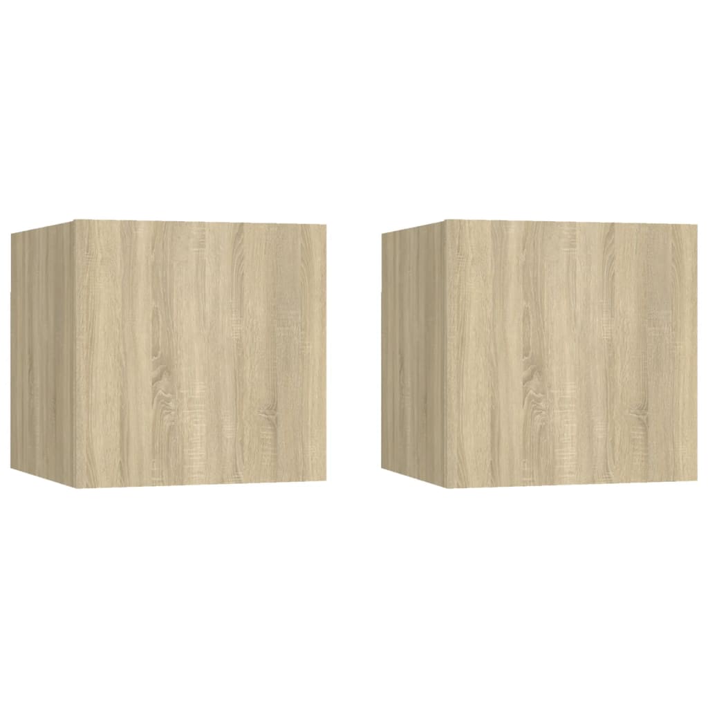 vidaXL Nachttische 2 Stk. Sonoma-Eiche 30,5x30x30 cm Holzwerkstoff