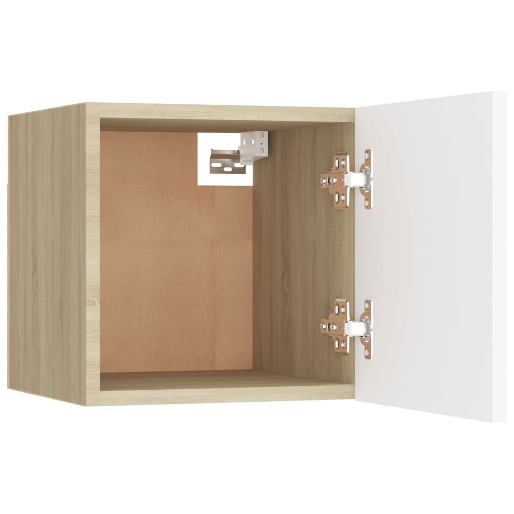 vidaXL Nachttisch Weiß und Sonoma-Eiche 30,5x30x30 cm Holzwerkstoff