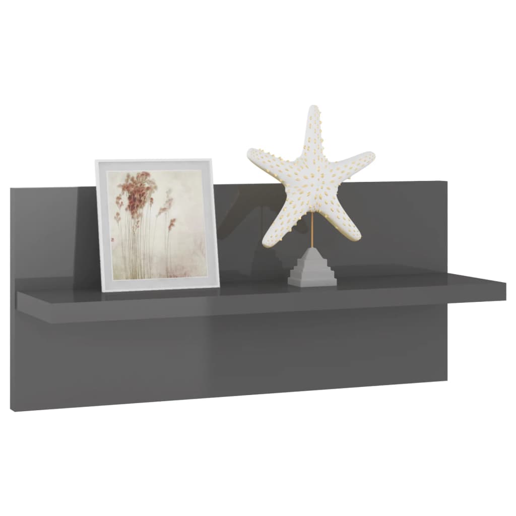 vidaXL Wandregale 4 Stk. Hochglanz-Grau 40x11,5x18 cm