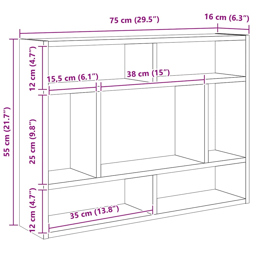 vidaXL Wandregal Hochglanz-Weiß 75x16x55 cm Holzwerkstoff