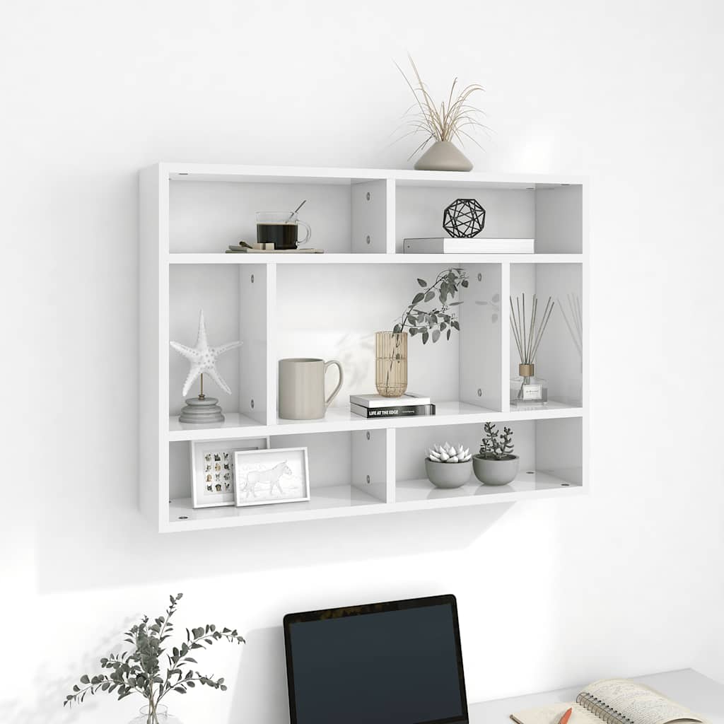 vidaXL Wandregal Hochglanz-Weiß 75x16x55 cm Holzwerkstoff