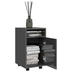 vidaXL Beistellschrank mit Rollen Hochglanz-Grau 33x38x60 cm