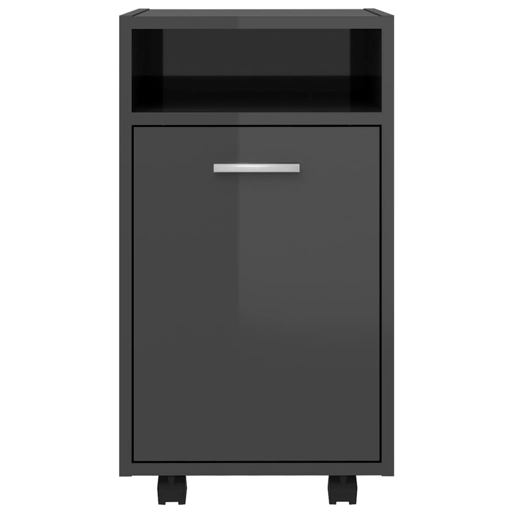 vidaXL Beistellschrank mit Rollen Hochglanz-Grau 33x38x60 cm