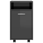 vidaXL Beistellschrank mit Rollen Hochglanz-Grau 33x38x60 cm