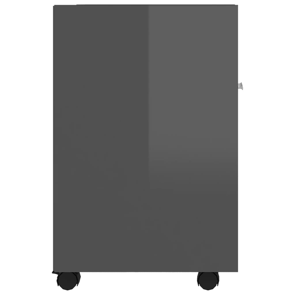 vidaXL Beistellschrank mit Rollen Hochglanz-Grau 33x38x60 cm