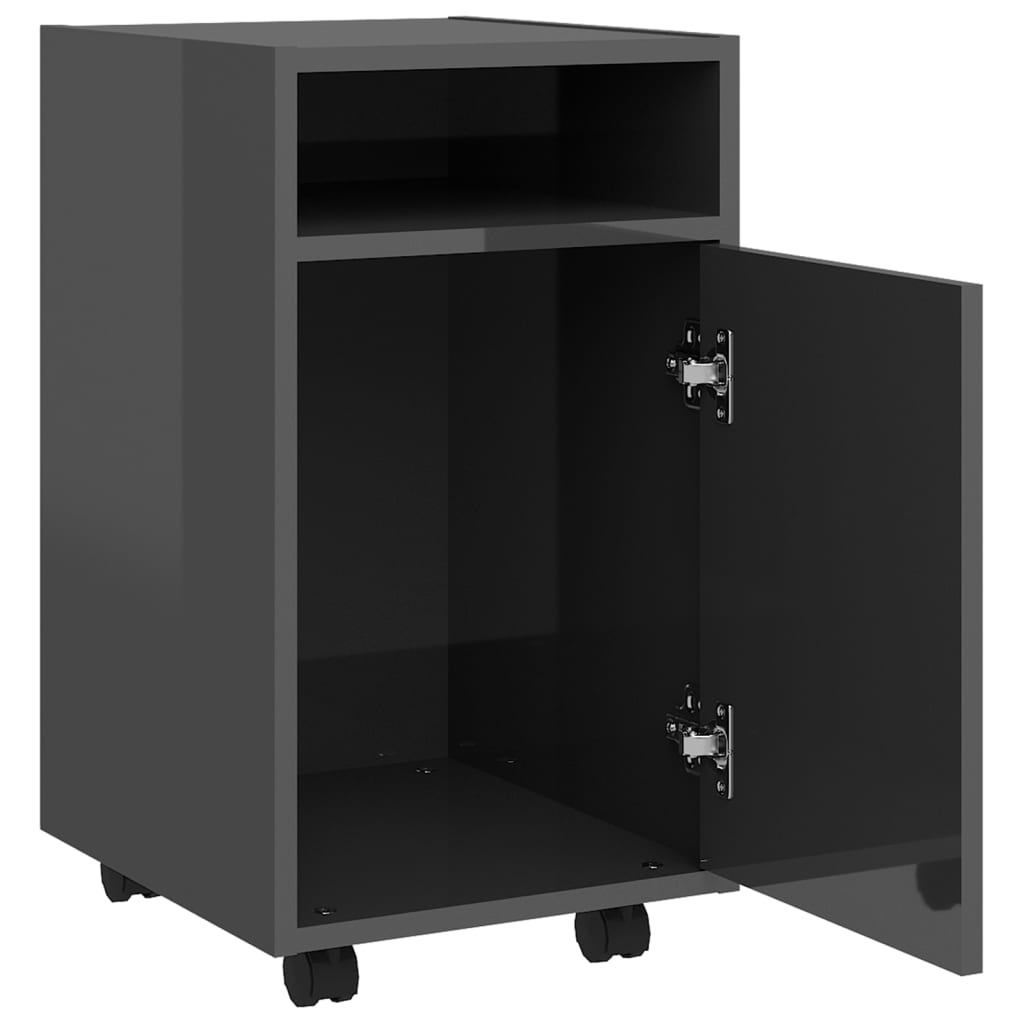 vidaXL Beistellschrank mit Rollen Hochglanz-Grau 33x38x60 cm