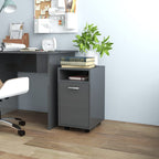 vidaXL Beistellschrank mit Rollen Hochglanz-Grau 33x38x60 cm
