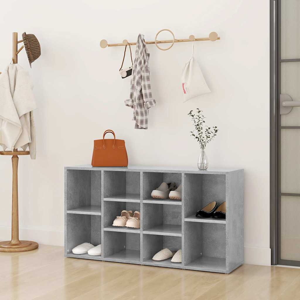 vidaXL Schuhbank Betongrau 103x30x55 cm Holzwerkstoff