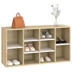 vidaXL Schuhbank Weiß und Sonoma-Eiche 103x30x55 cm Holzwerkstoff