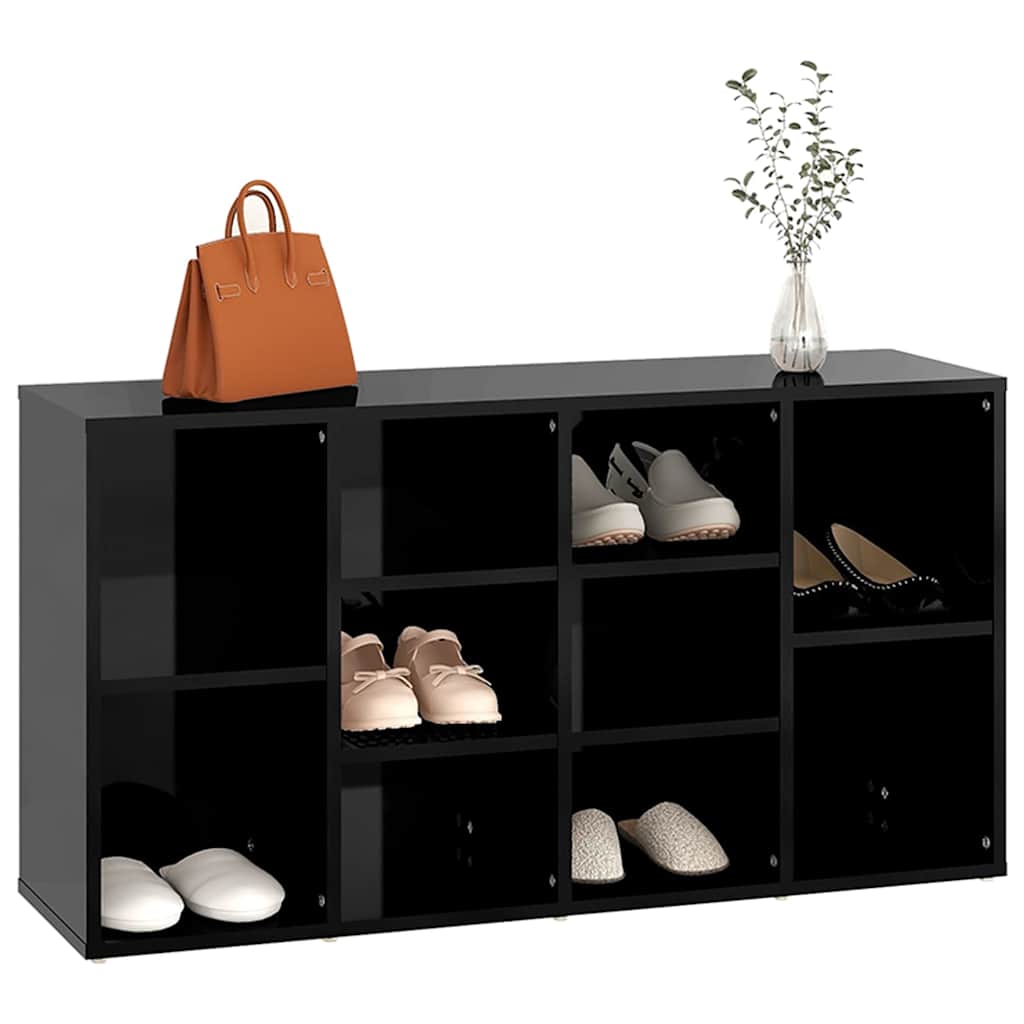 vidaXL Schuhbank Hochglanz-Schwarz 103x30x55 cm Holzwerkstoff