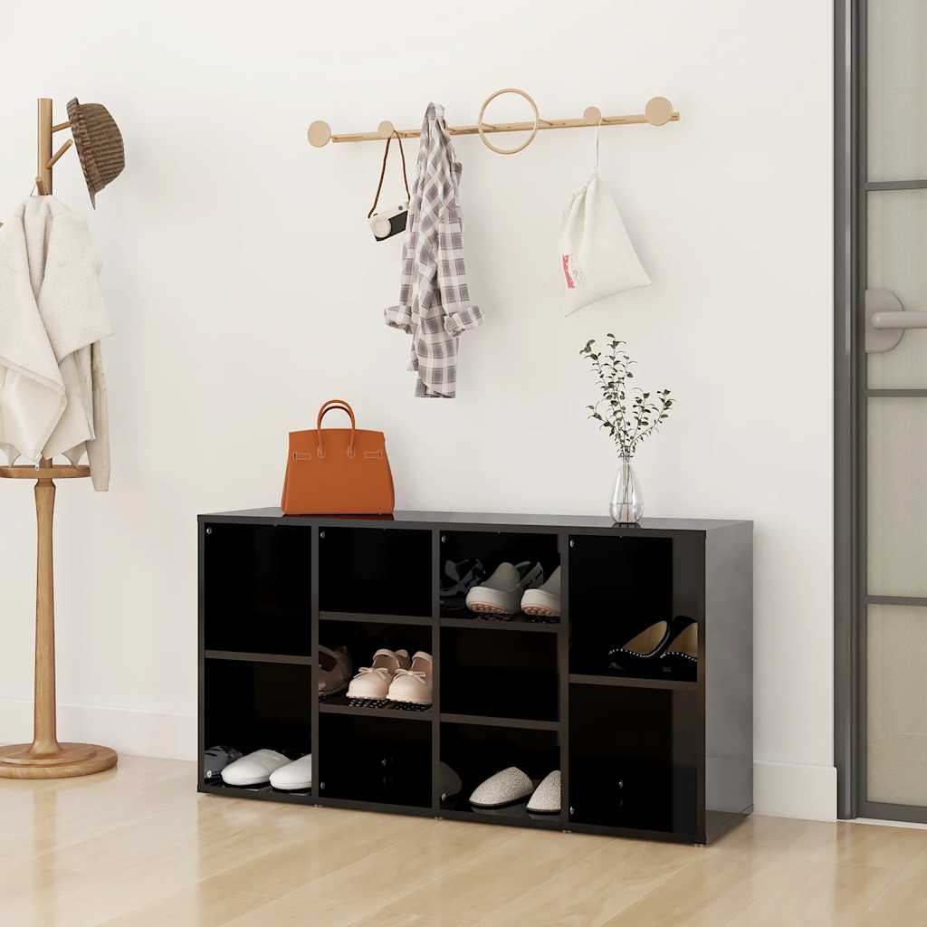 vidaXL Schuhbank Hochglanz-Schwarz 103x30x55 cm Holzwerkstoff