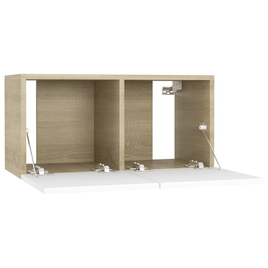 vidaXL TV-Hängeschrank Weiß und Sonoma-Eiche 60x30x30 cm
