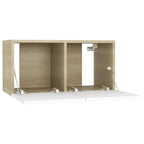 vidaXL TV-Hängeschrank Weiß und Sonoma-Eiche 60x30x30 cm