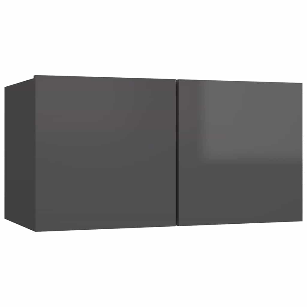 vidaXL TV-Hängeschränke 2 Stk. Hochglanz-Grau 60x30x30 cm