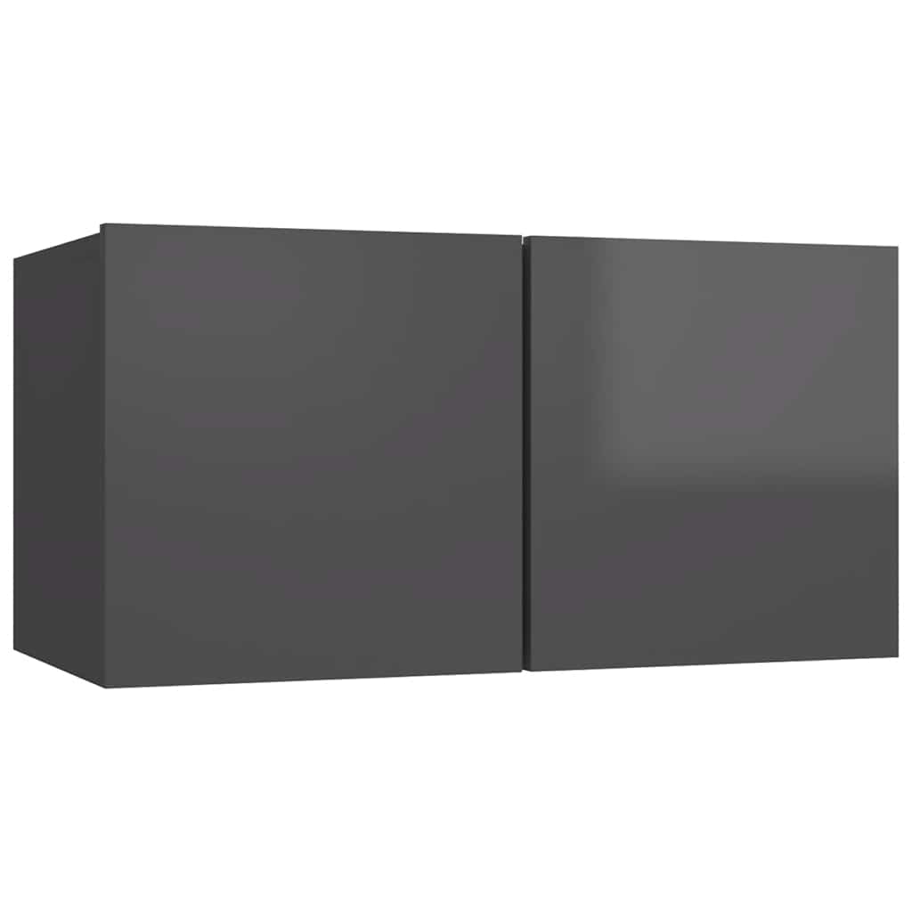 vidaXL TV-Hängeschränke 3 Stk. Hochglanz-Grau 60x30x30 cm