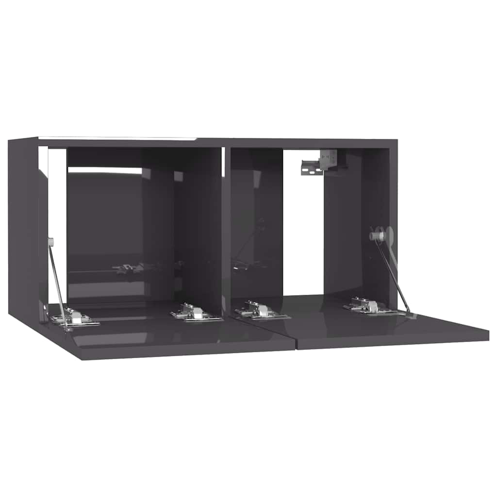 vidaXL TV-Hängeschränke 3 Stk. Hochglanz-Grau 60x30x30 cm