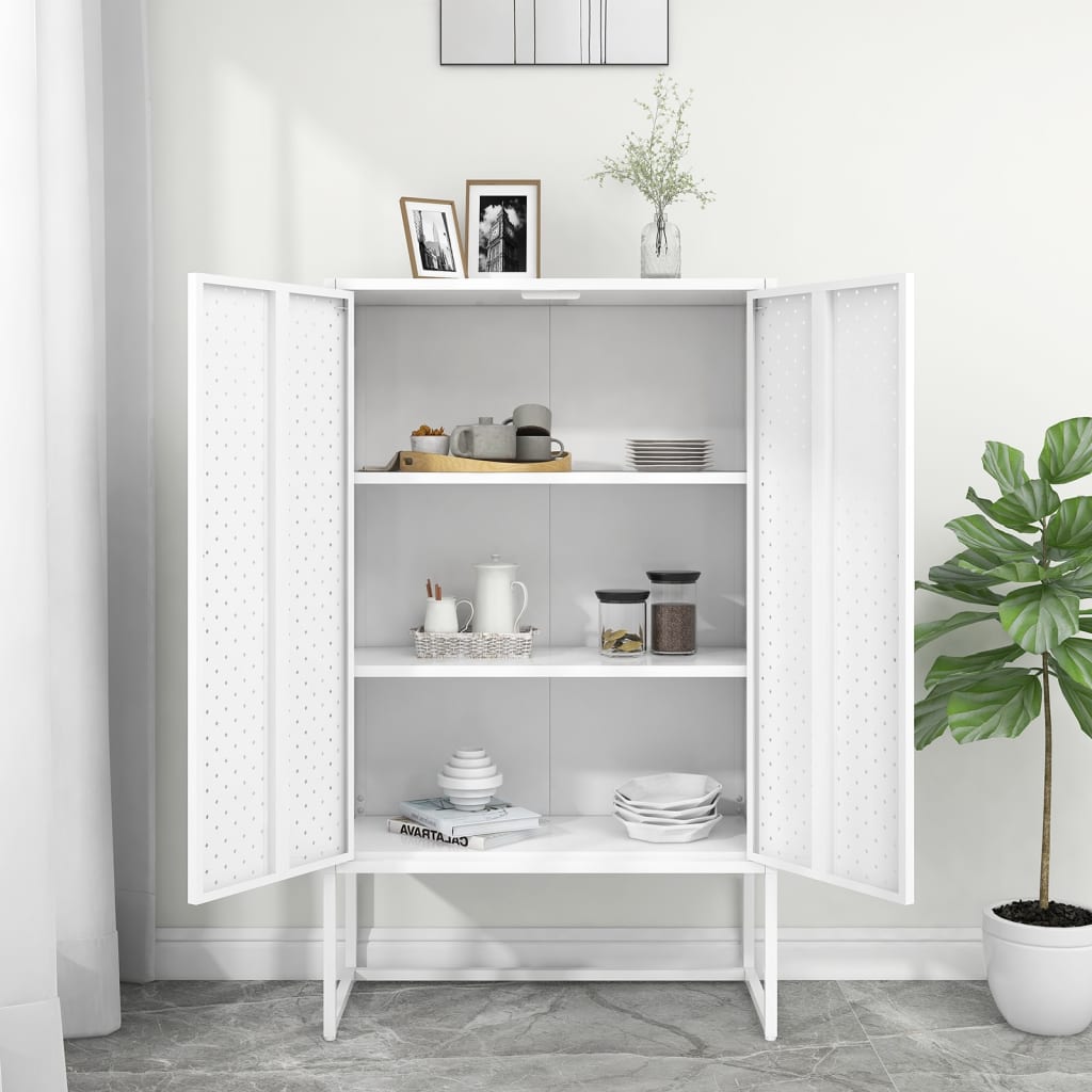 vidaXL Highboard Weiß 80x35x135 cm Stahl