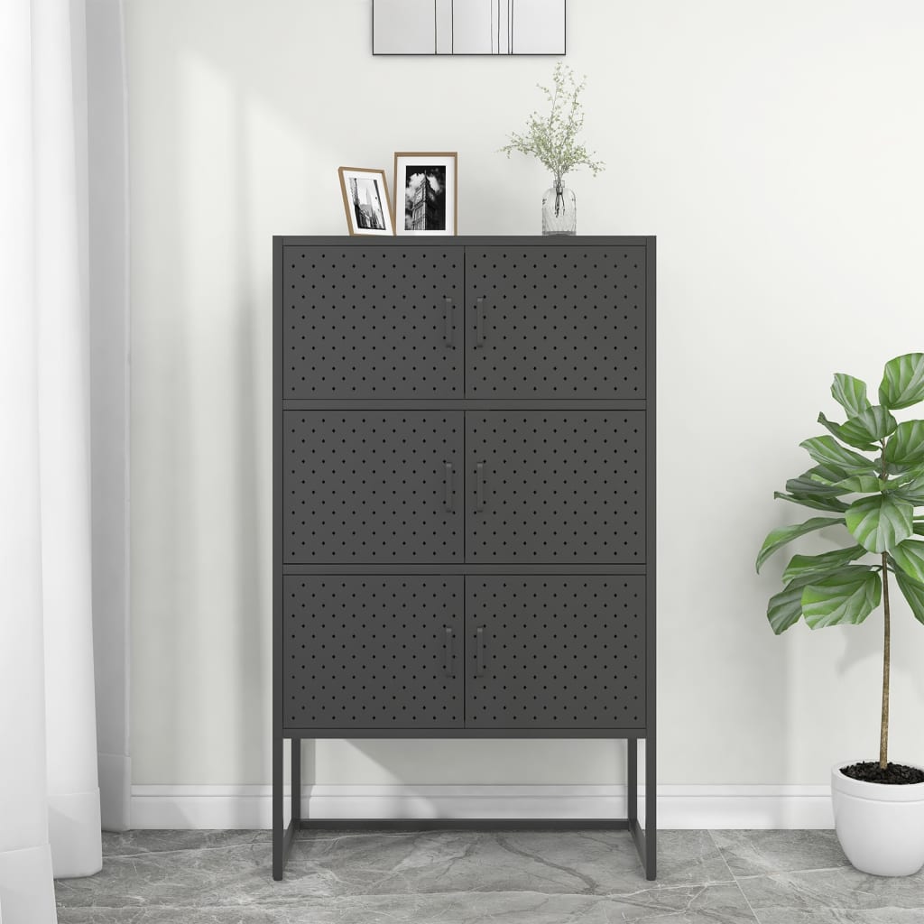 vidaXL Highboard Weiß 80x35x135 cm Stahl