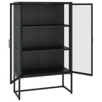 vidaXL Highboard Schwarz 80x35x135 cm Stahl und Gehärtetes Glas
