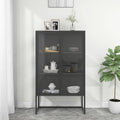 vidaXL Highboard Schwarz 80x35x135 cm Stahl und Gehärtetes Glas
