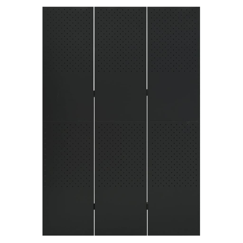 vidaXL 3-tlg. Raumteiler Schwarz 120x180 cm Stahl