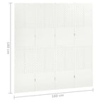 vidaXL 4-tlg. Raumteiler Weiß 160x180 cm Stahl