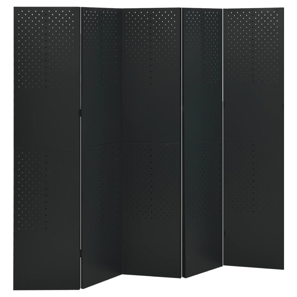 vidaXL 5-tlg. Raumteiler Schwarz 200x180 cm Stahl