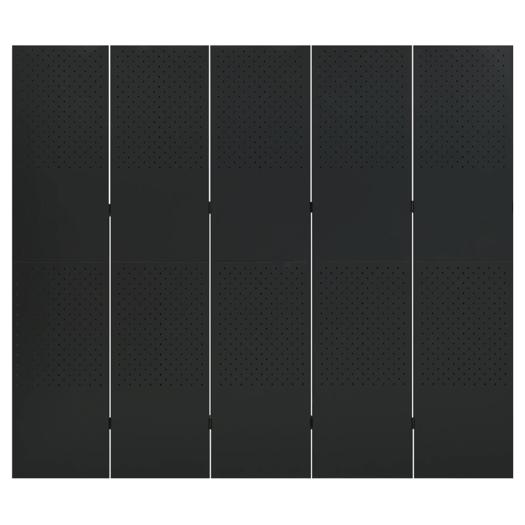 vidaXL 5-tlg. Raumteiler Schwarz 200x180 cm Stahl