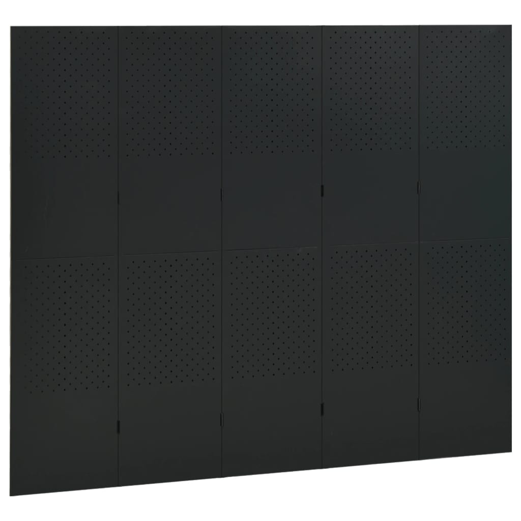 vidaXL 5-tlg. Raumteiler Schwarz 200x180 cm Stahl