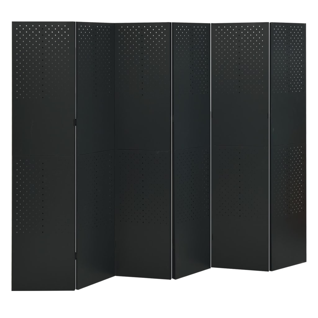 vidaXL 6-tlg. Raumteiler Schwarz 240x180 cm Stahl