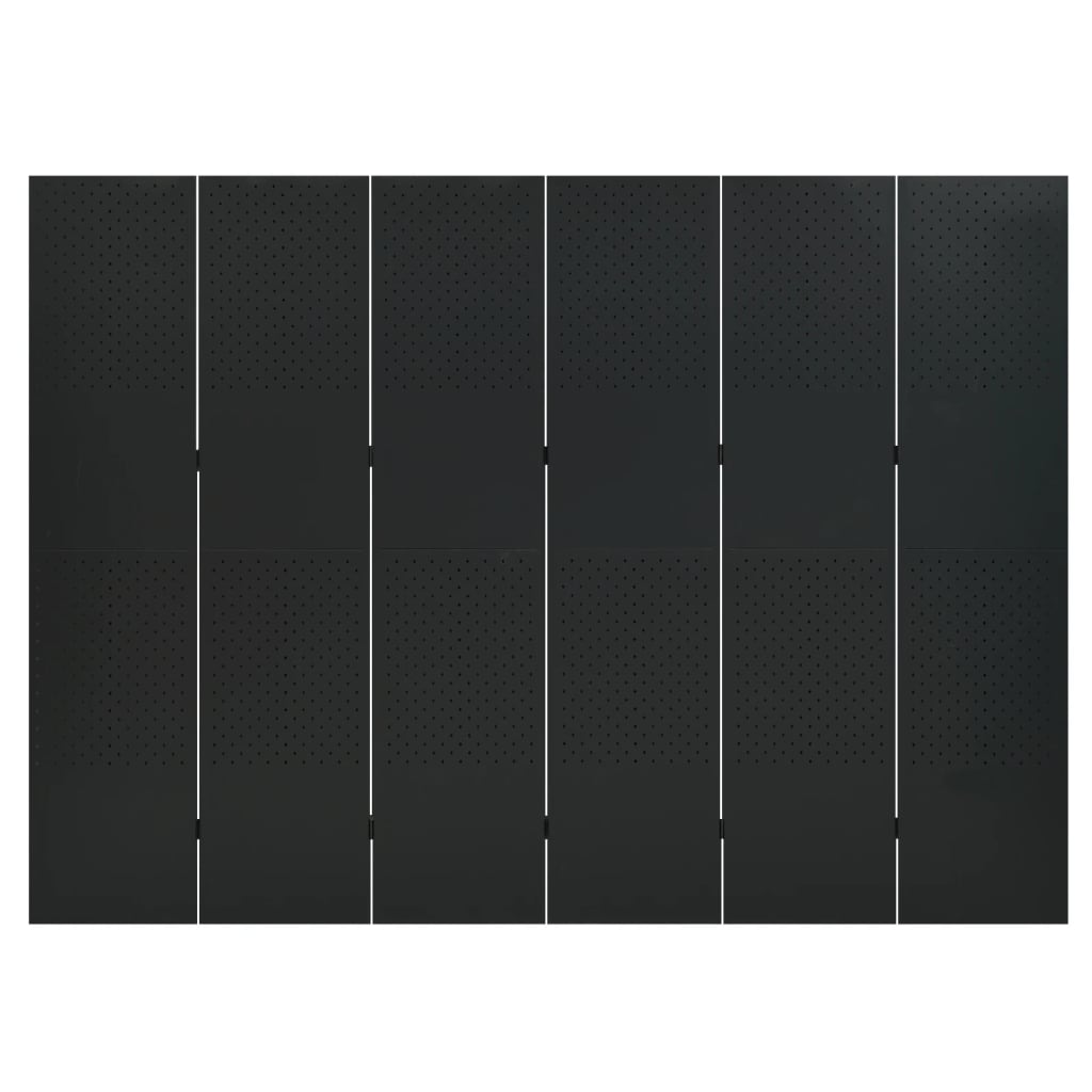 vidaXL 6-tlg. Raumteiler Schwarz 240x180 cm Stahl