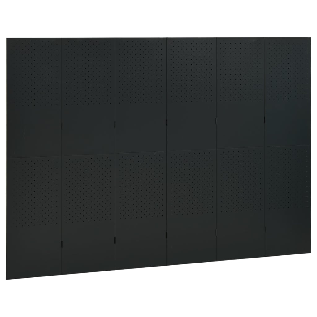vidaXL 6-tlg. Raumteiler Schwarz 240x180 cm Stahl