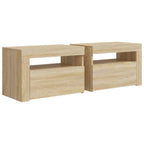 vidaXL Nachttische 2 Stk. mit LEDs Sonoma-Eiche 60x35x40 cm