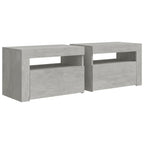 vidaXL Nachttische 2 Stk. mit LEDs Betongrau 60x35x40 cm