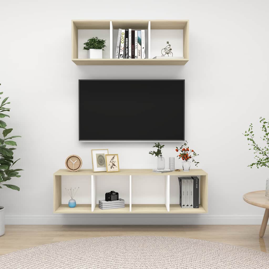vidaXL 2-tlg. TV-Schrank-Set Sonoma-Eiche Holzwerkstoff