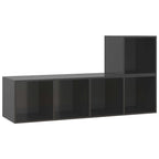 vidaXL 2-tlg. TV-Schrank-Set Hochglanz-Grau Holzwerkstoff