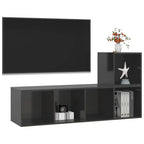 vidaXL 2-tlg. TV-Schrank-Set Hochglanz-Grau Holzwerkstoff