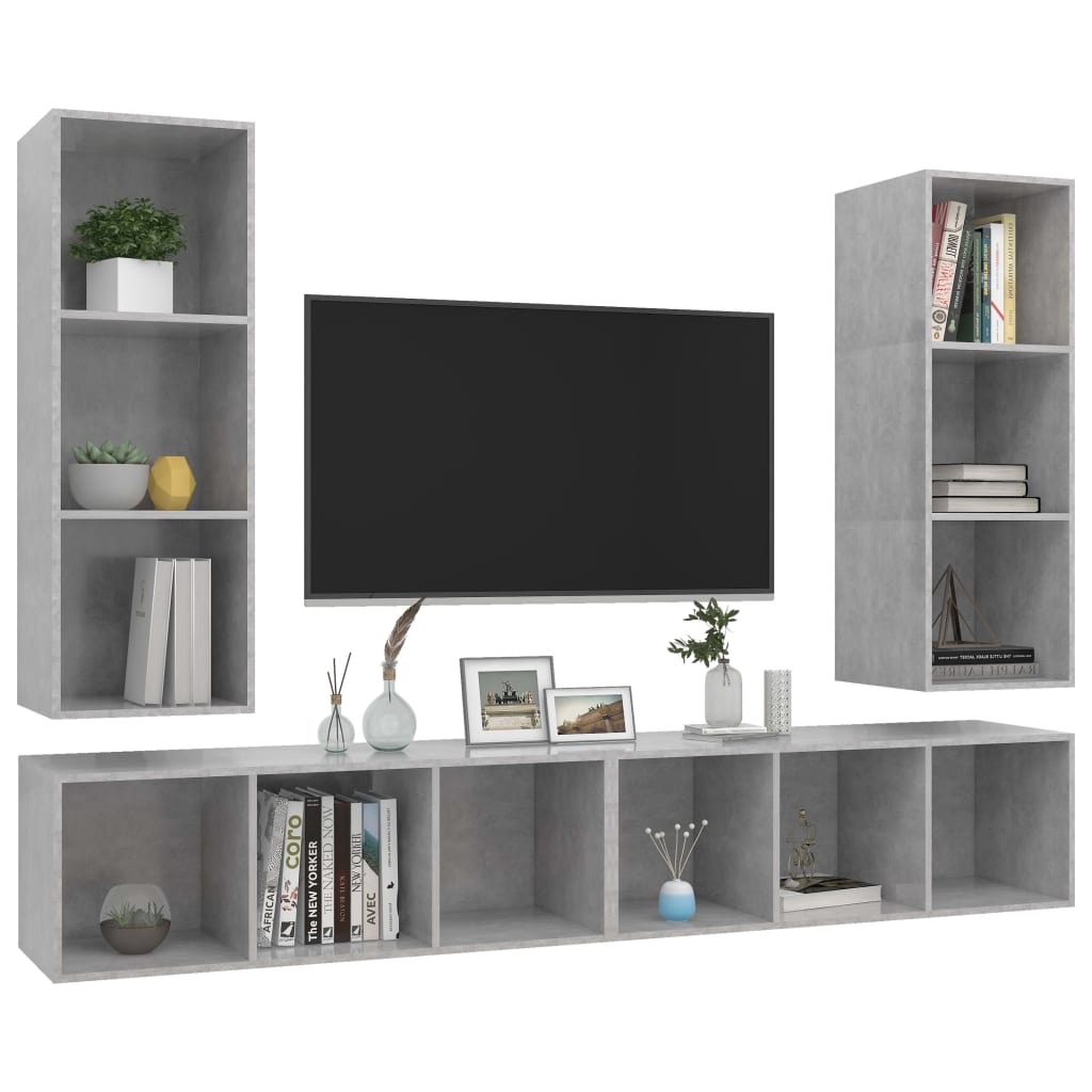 vidaXL | Wand TV Schrank | Wandmontiert 4 pcs 37 x 37 x 107,5 cm