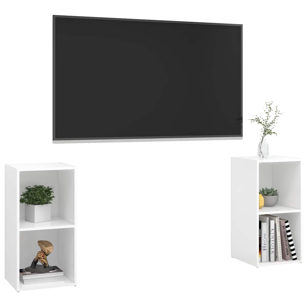 vidaXL TV-Schränke 2 Stk. Hochglanz-Weiß 72x35x36,5 cm Holzwerkstoff