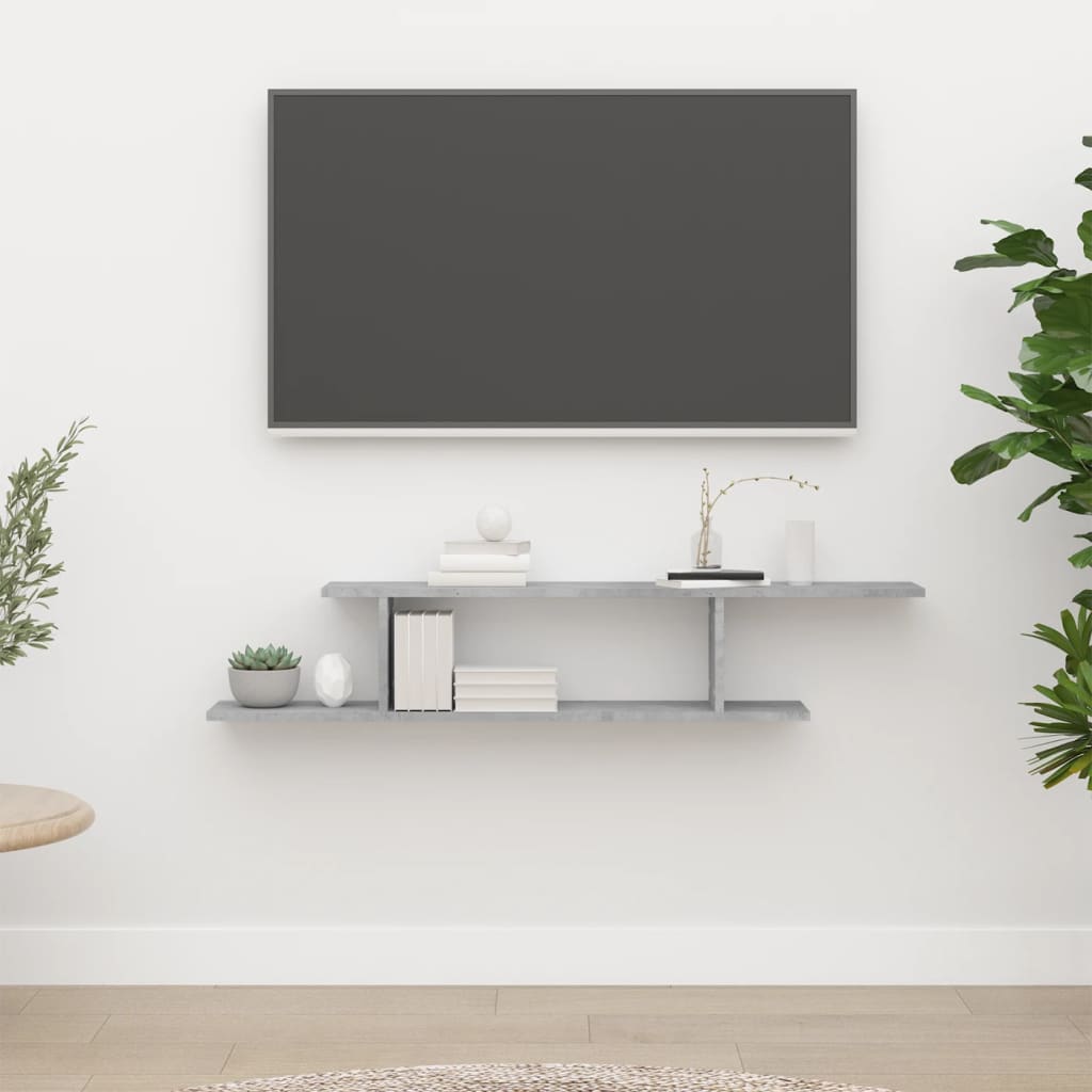 vidaXL TV-Wandregal Betongrau 125x18x23 cm Holzwerkstoff