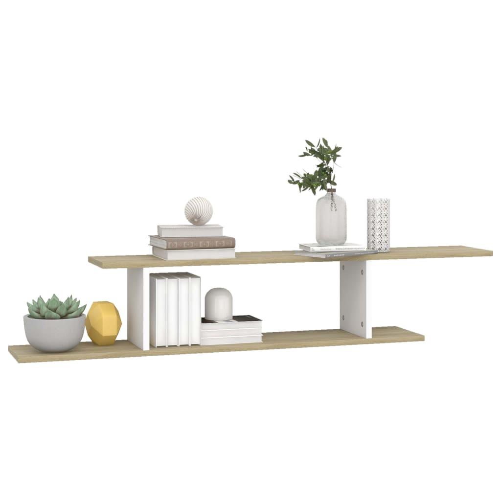 vidaXL TV-Wandregal Weiß und Sonoma-Eiche 125x18x23 cm Holzwerkstoff