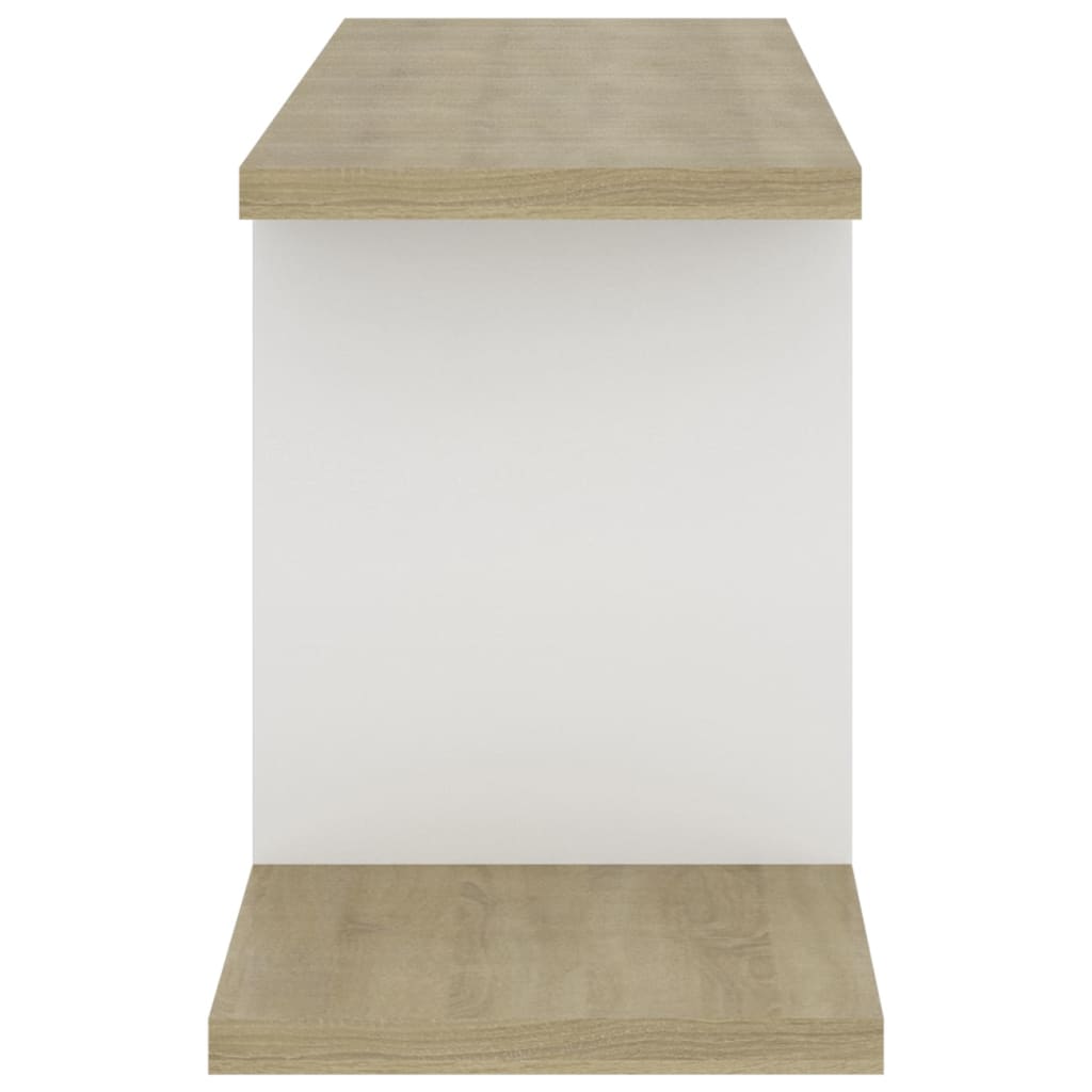vidaXL TV-Wandregal Weiß und Sonoma-Eiche 125x18x23 cm Holzwerkstoff