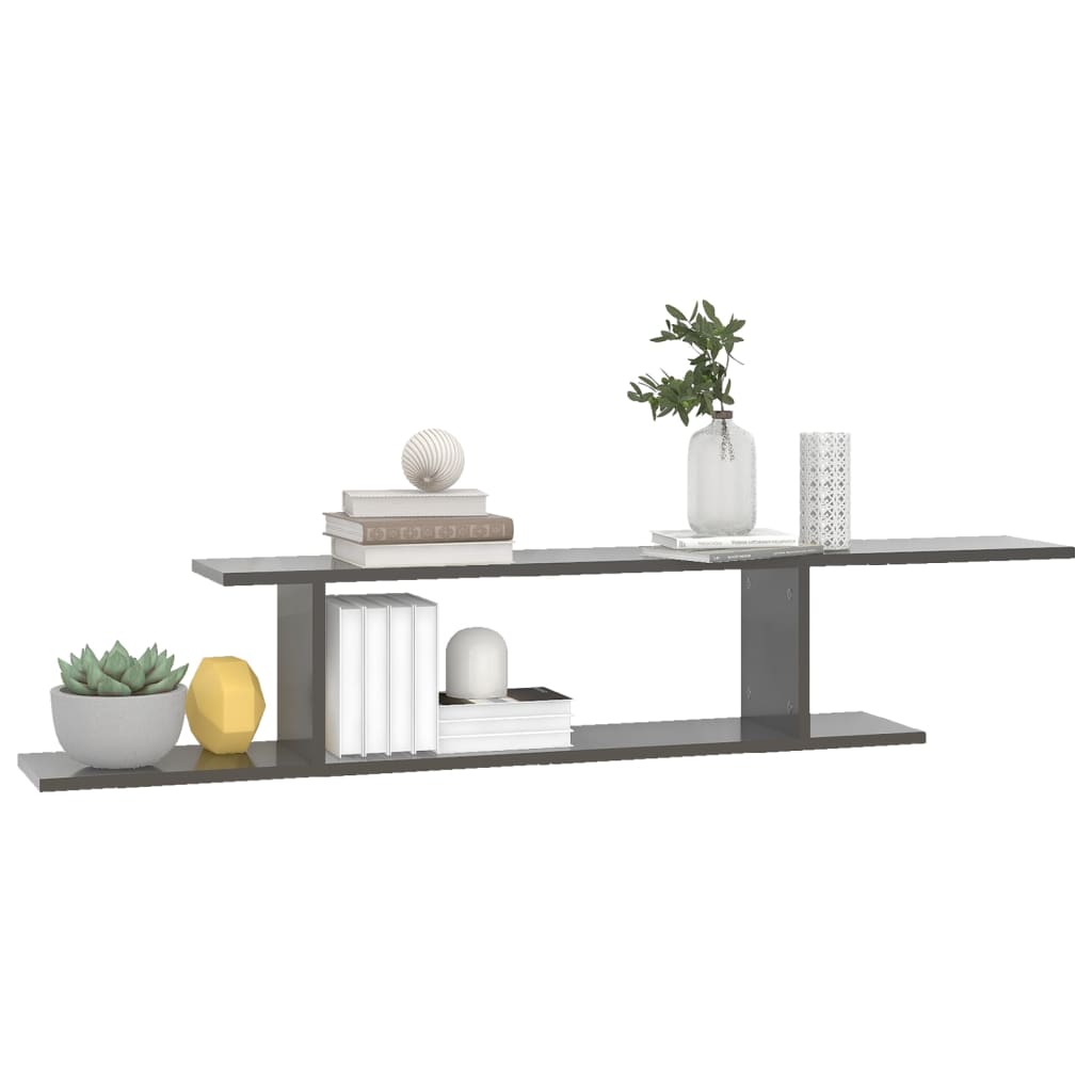 vidaXL TV-Wandregal Hochglanz-Grau 125x18x23 cm Holzwerkstoff