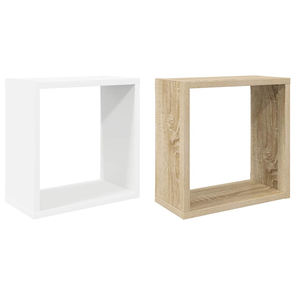 vidaXL Würfelregale 2 Stk. Weiß und Sonoma-Eiche 30x15x30 cm