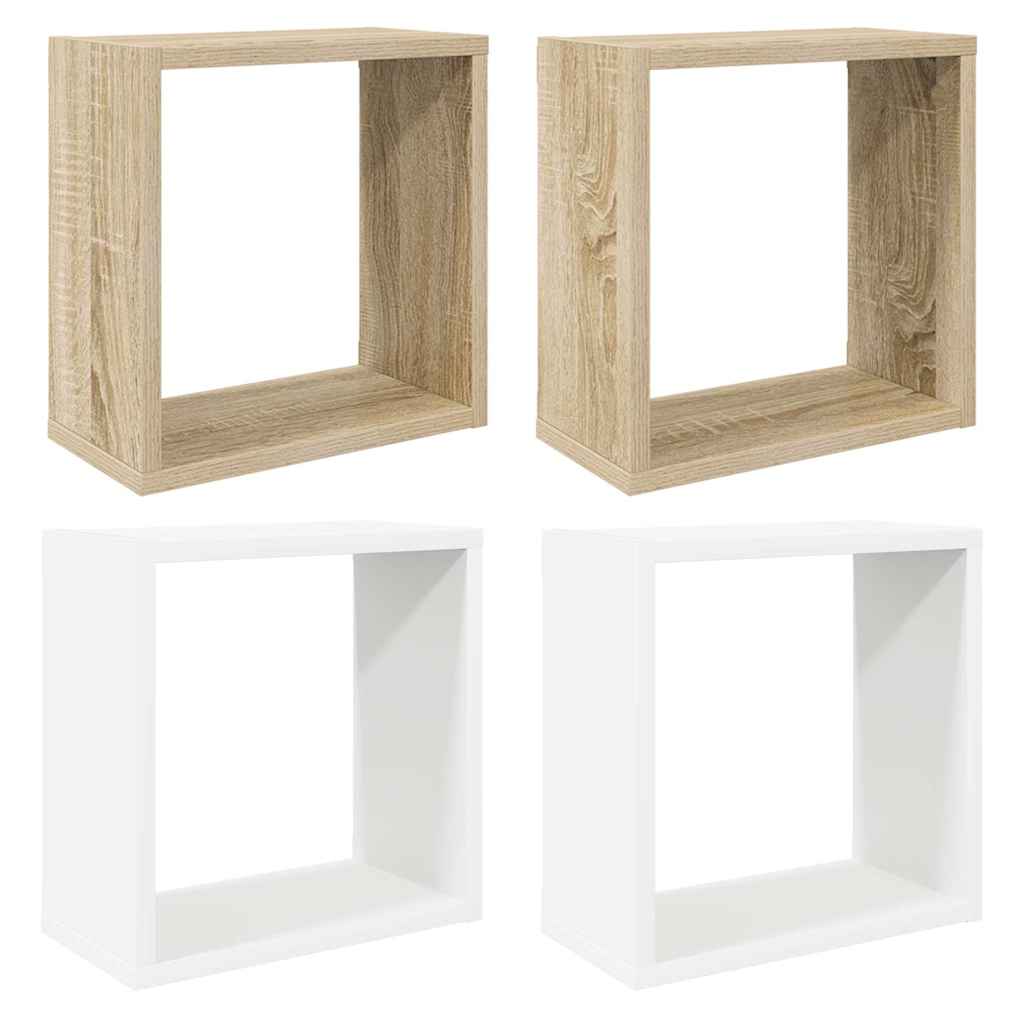 vidaXL Würfelregale 4 Stk. Weiß und Sonoma-Eiche 30x15x30 cm