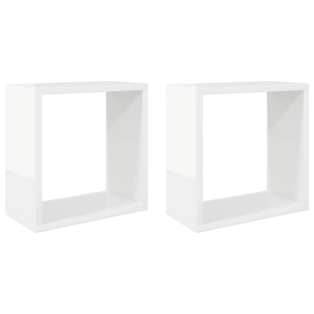 vidaXL Würfelregale 2 Stk. Hochglanz-Weiß 30x15x30 cm