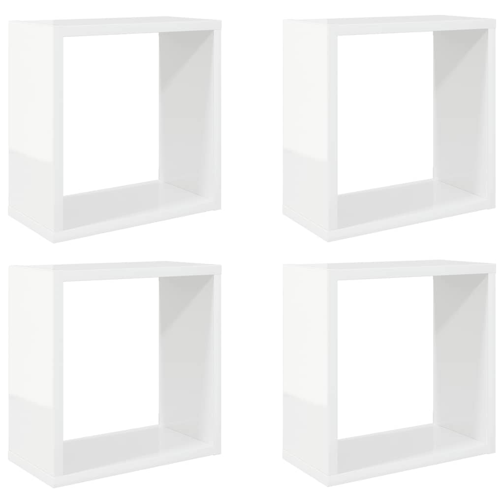 vidaXL Würfelregale 4 Stk. Hochglanz-Weiß 30x15x30 cm