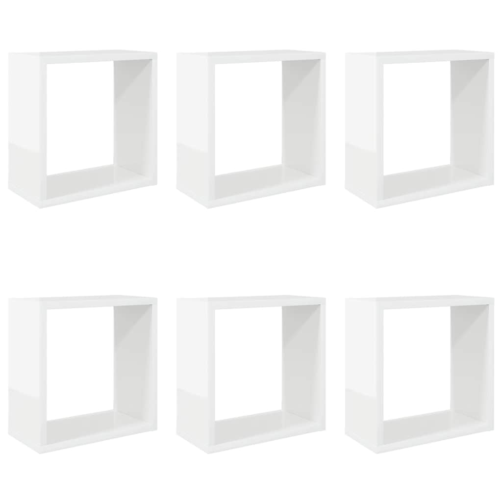 vidaXL Würfelregale 6 Stk. Hochglanz-Weiß 30x15x30 cm