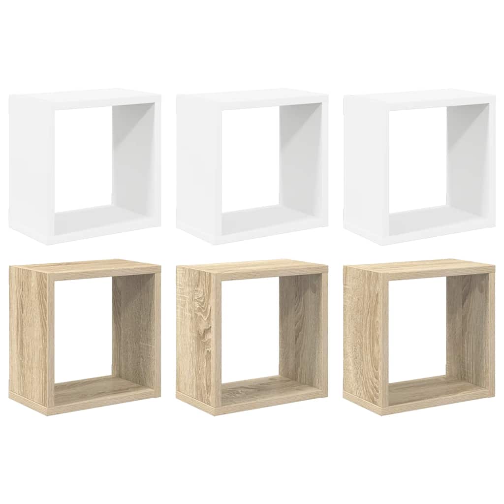 vidaXL Würfelregale 6 Stk. Weiß und Sonoma-Eiche 26x15x26 cm